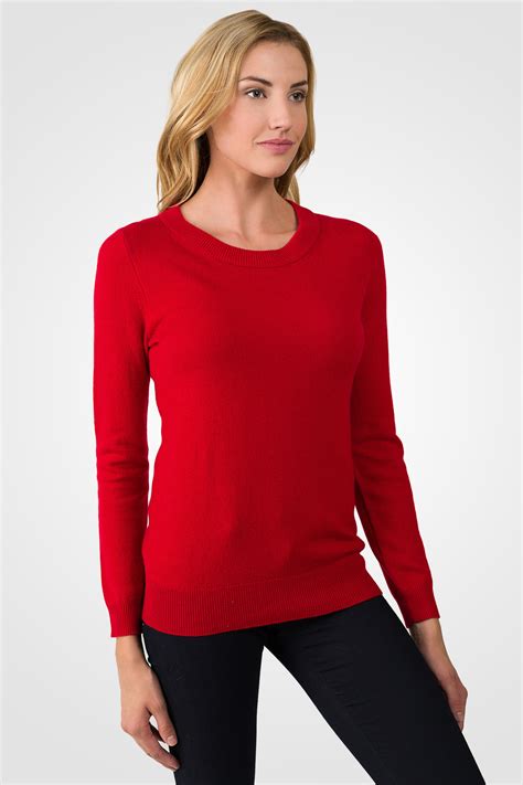 Red Cashmere Crewneck Sweater Jennie Liu