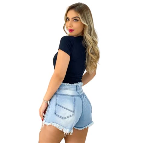 Short Feminino Jeans Curto Rasgado Shopee Brasil