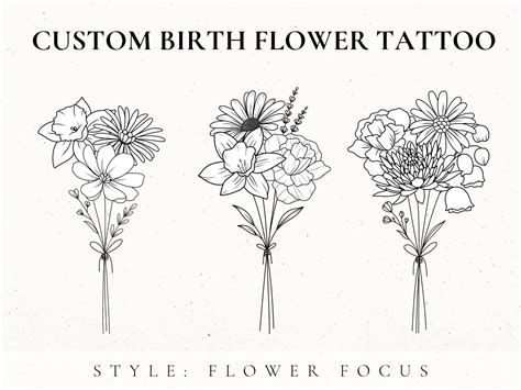 Custom Birth Flower Tattoo Design Birth Month Flower Svg Etsy Canada