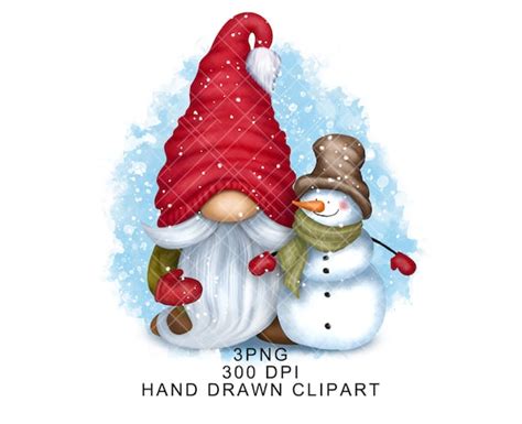 Christmas Gnome Png Clipart Snowman Digital Cute Gonk Hello Etsy