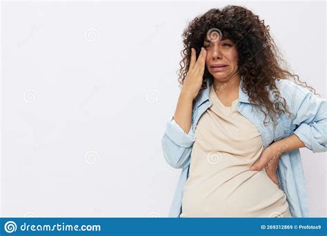 Pregnant Woman Tired Headache Tears And Frustration Difficult Pregnancy The Last Month Before