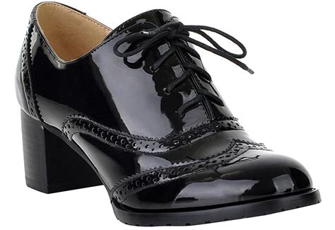 Womens Oxford Dress Pumps Wgwjm Patent Leather Mid Heel Hallowmas Shoes