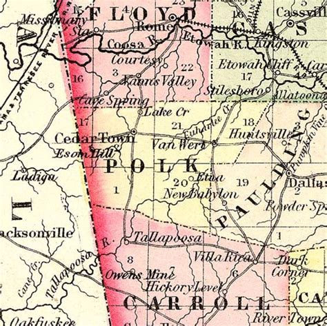Polk County Georgia 1855 Map New Books History Polk County