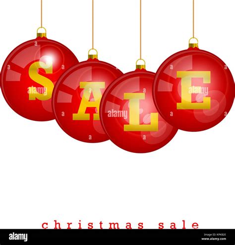 Vector Christmas Sale Discount Template Hanging Red Christmas Tree