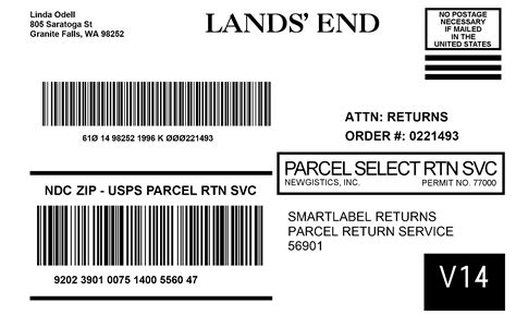 33 Lands End Returns Label Labels Database 2020