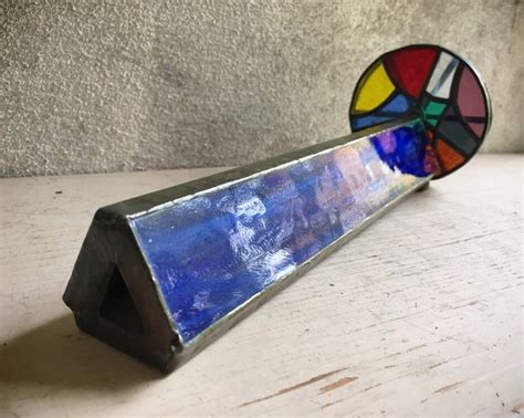 Vintage Kaleidoscope Stained Glass Artisan Made With Double Spinning