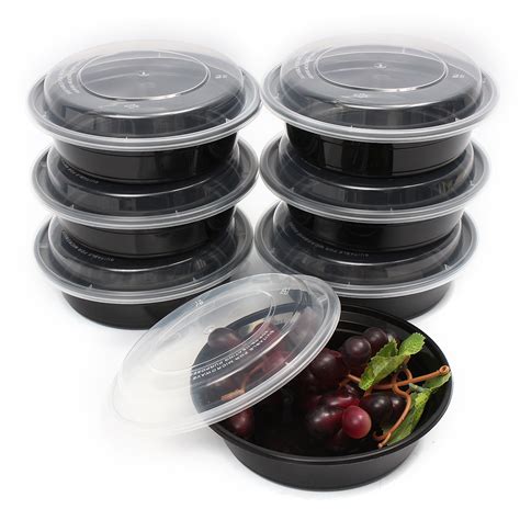 16oz Meal Prep 6 Round Food Containers With Lids Microwavable Plastic