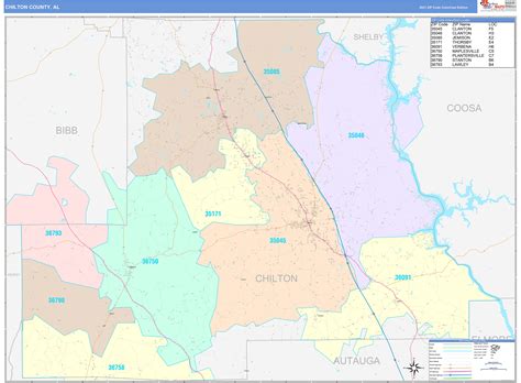Chilton County, AL Wall Map Color Cast Style by MarketMAPS - MapSales.com