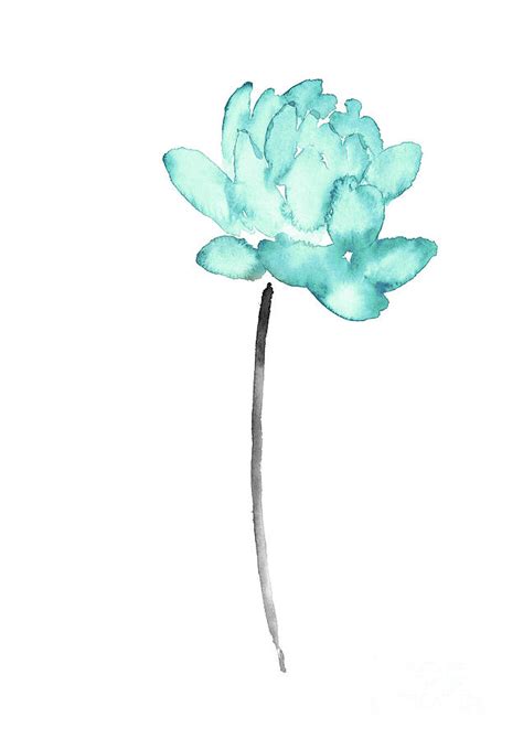 Blue Lotus Flower Watercolor Painting Abstract Flower Art Print Baby
