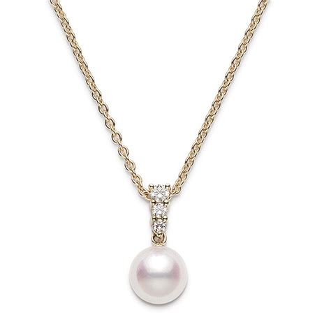 Mikimoto Pearl And Diamond 18k Gold Pendant
