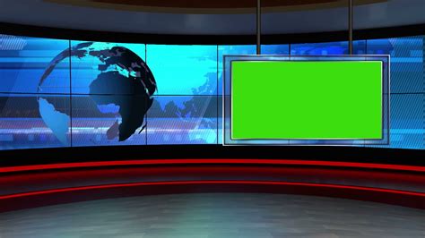 News Tv Studio Set 62 Virtual Green Screen Background Loop Stock Video
