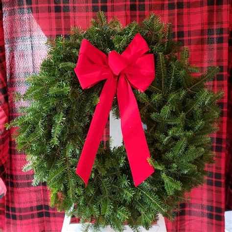 Handmade Fresh Balsam Wreath With Bow Etsy