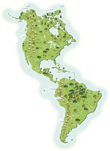 The Americas Map Illustrated Stock Illustration - Download Image Now ...