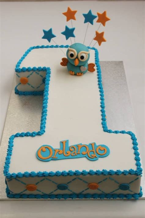 I texted my cousin, and she suggested the bear theme, and it stuck! Hoot number one cake | Baby boy birthday cake, Boy birthday cake, Birthday party snacks