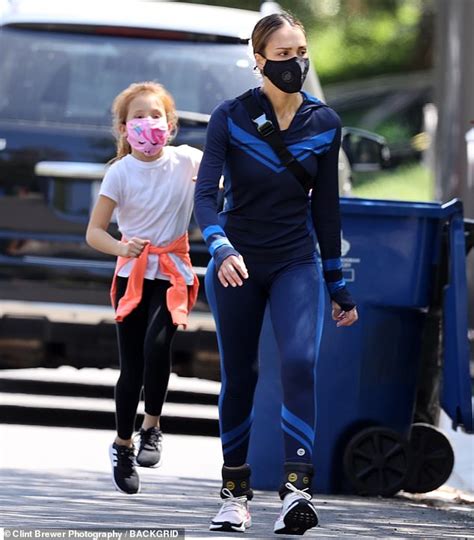 Jessica Alba And Her Daughter Haven Cover Up With Masks For A Brisk Walk Around The Neighborhood