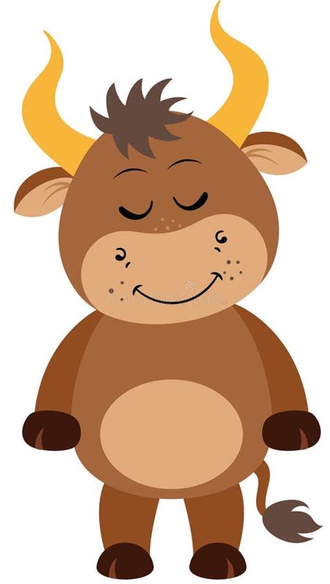Cute Friendly Ox Isolated On White Stock Vector Illustration Of Clip