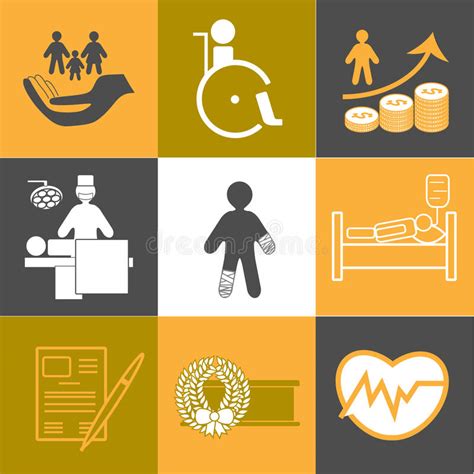 Life And Healthy Insurance Icons Collection Stock Vector Illustration