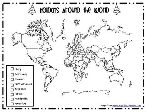Sarahs First Grade Snippets Holiday Around The World Map Freebie