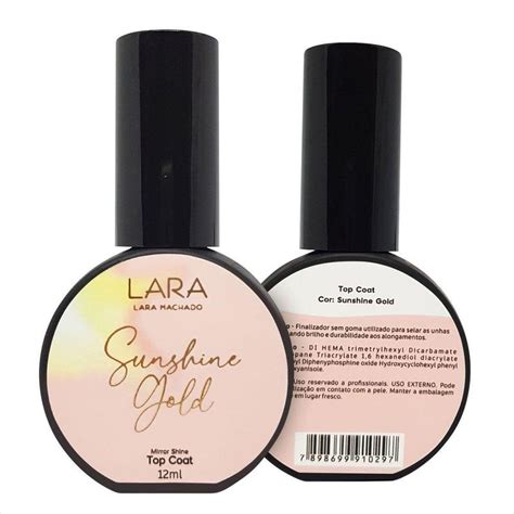 Top Coat Lara Machado Sunshine Gold Branco Glitter 12ml Gel Para