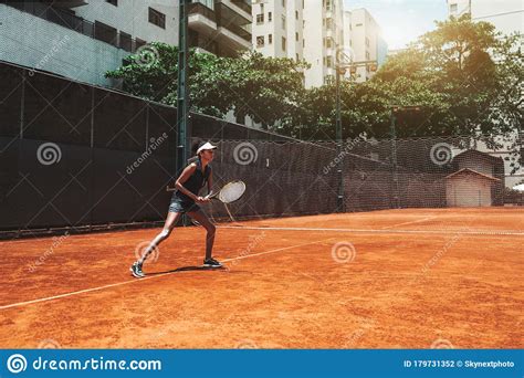 African American Girl Playing Tennis Stock Photo Image Of Black