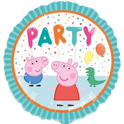 Peppa Pig Party Round Foil Balloon Inflated Lets Party