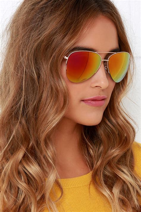 Cool Gold Sunglasses Mirrored Sunglasses Aviator Sunglasses 12 00 Lulus