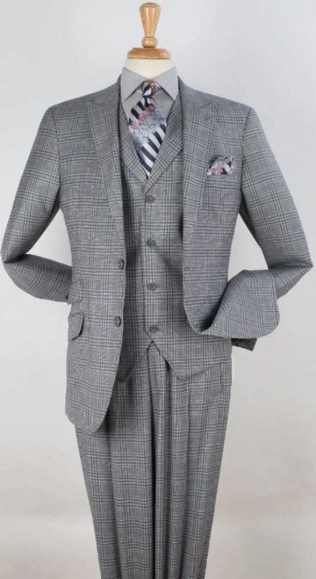 Mens Suit 100 Wool Classic Fit Suit Pleated Pants Peak Lapel