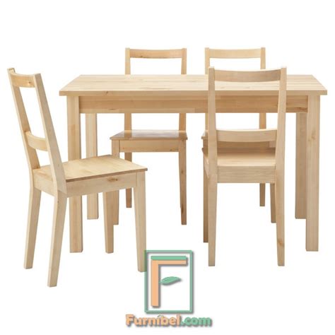 jual set meja makan minimalis kayu finishing kayu motif putih