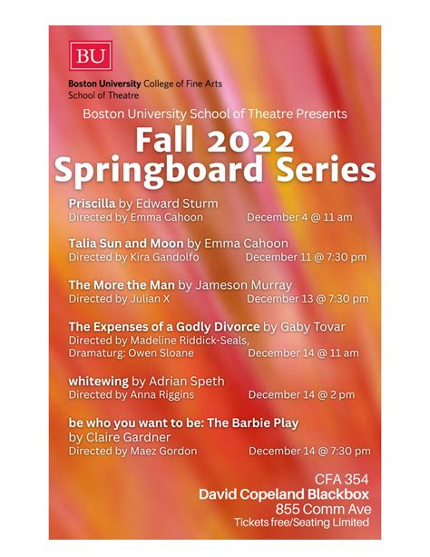 Fall 2022 Springboard Series Boston University Cfa School Of Theatre Program By Boston