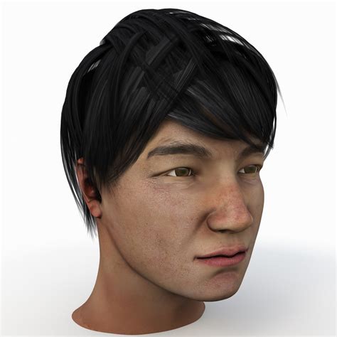 Asian Man Head 3d Model