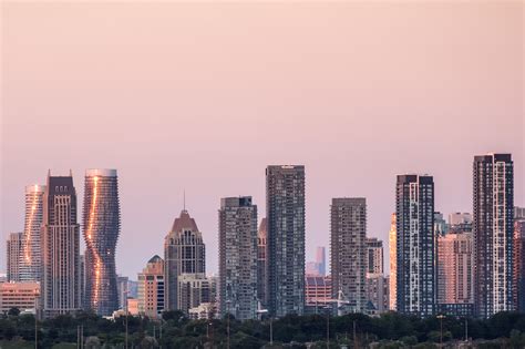 City Of Mississauga Near Toronto Skyline At Sunset