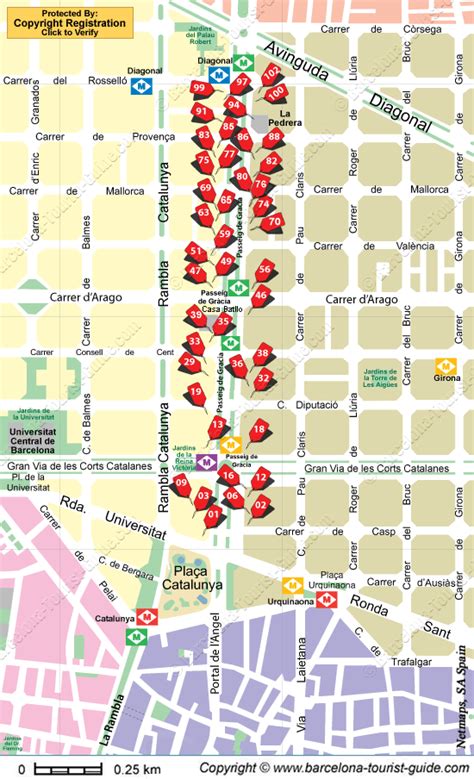 Passeig De Gracia Shopping Map Map Barcelona Spain