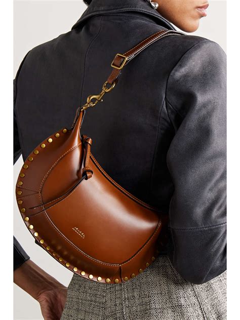 Isabel Marant Oskan Moon Studded Leather Shoulder Bag Net A Porter