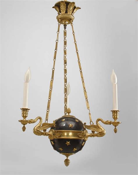 Important empire chandelier 18 lights in chased and gilded bronze. French Empire Style Celestial Globe Chandelier, 20th ...