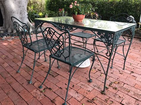 Wrought Iron Glass Top Patio Table Vintage Wrought Iron Patio Table