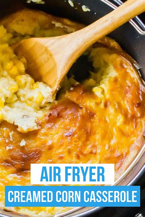 Make this easy dinner recipe in your air fryer or ninja foodi. Air Fryer Creamed Corn Casserole | Air Fryer Eats