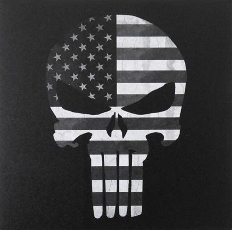 Gray Stars And Stripes Punisher Skull Indooroutdoor Magnet Approx 4