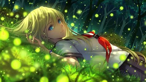 Anime Girl Lying On The Grass Live Wallpaper Moewalls