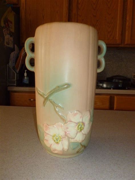 Weller Pottery Vase Dogwood Pattern 10.5" Signed | Pottery vase, Weller