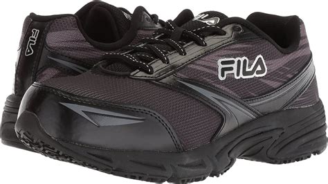 Fila Womens Slip Resistant Steel Toe Running Shoe Blackpewtersilver