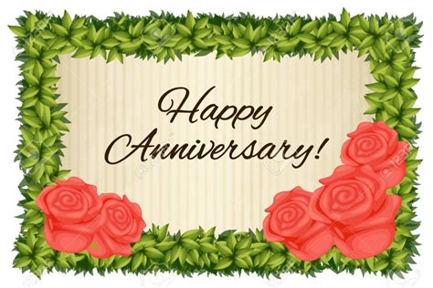 Happy Anniversary Card Template With Red Roses Illustration For Word