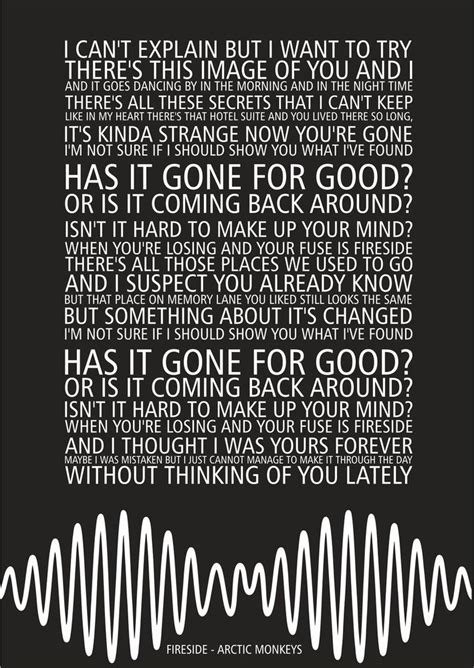 Details About Arctic Monkeys Am Fireside Song Lyric Poster