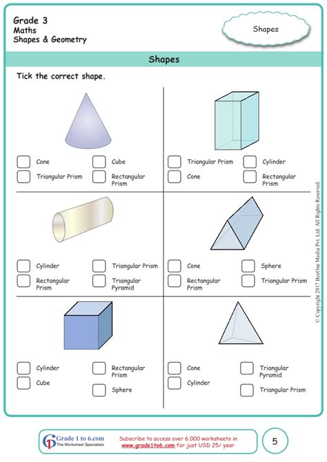 Worksheet For Shapes For Grade 3 3rd Grade Geometry Worksheets Free