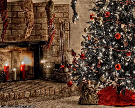 Warm Christmas Fireplace Christmas Wallpaper Free Christmas