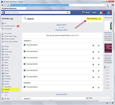How To Remove Your Search History On Facebook Ghacks Tech News