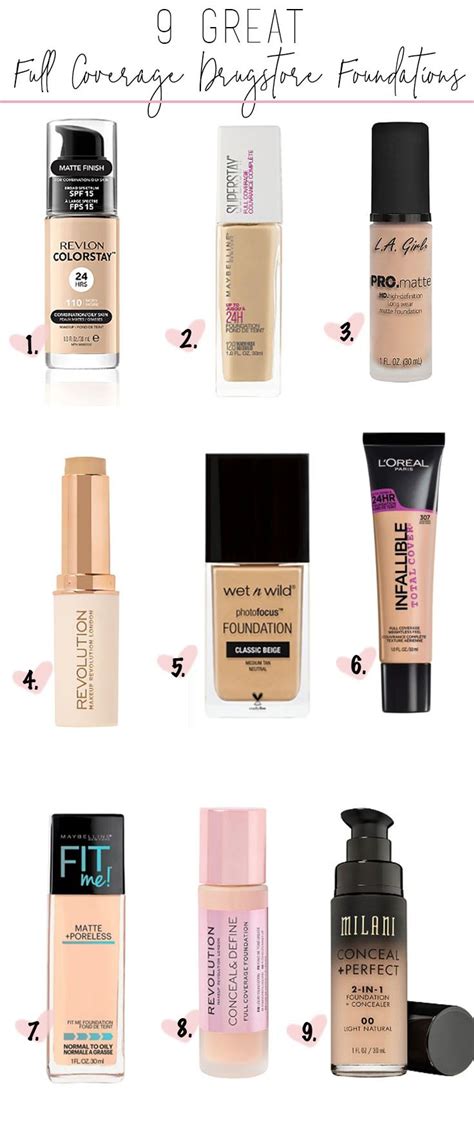 9 Great Full Coverage Drugstore Foundations Stephanie Pernas Full Coverage Drugstore