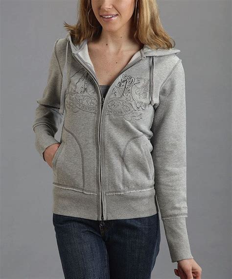 Stetson Gray Embroidered Zip Up Hoodie Women And Plus Hoodies Womens
