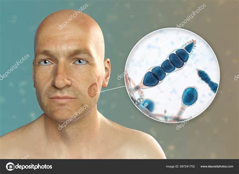 Fungal Infection Mans Face Illustration Man Tinea Faciei Close View