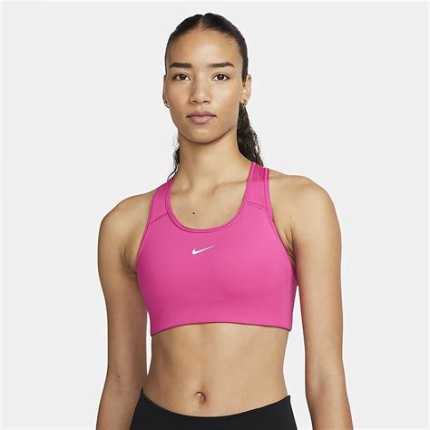 Nike Dri Fit Swoosh Womens Medium Support Padded Zip Front Sports Bra