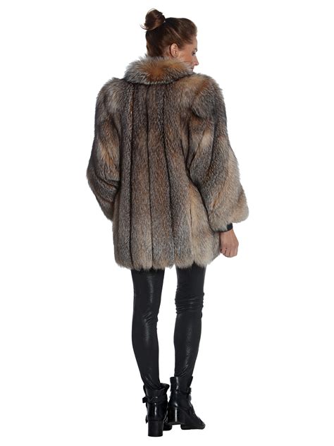 Crystal Dyed Fox Fur Jacket Womens Fur Jacket Large Estate Furs